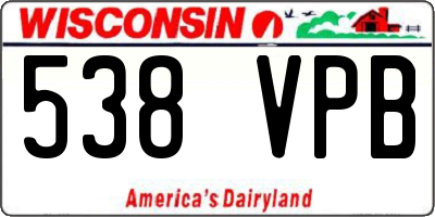 WI license plate 538VPB
