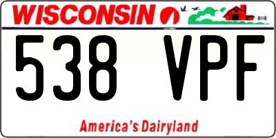 WI license plate 538VPF