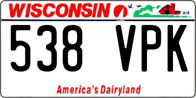 WI license plate 538VPK
