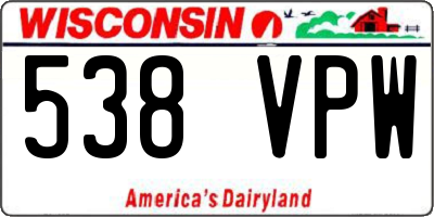 WI license plate 538VPW