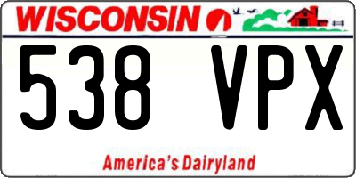 WI license plate 538VPX