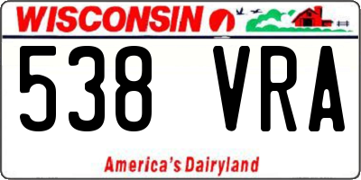 WI license plate 538VRA