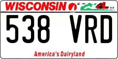 WI license plate 538VRD