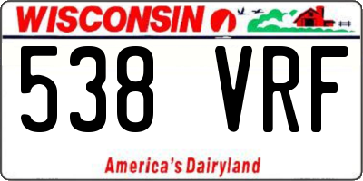 WI license plate 538VRF