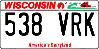 WI license plate 538VRK