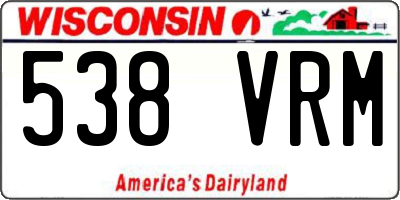 WI license plate 538VRM