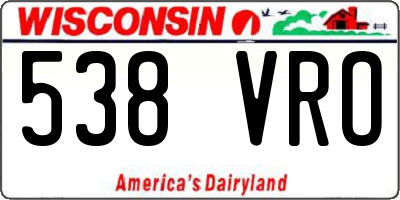 WI license plate 538VRO