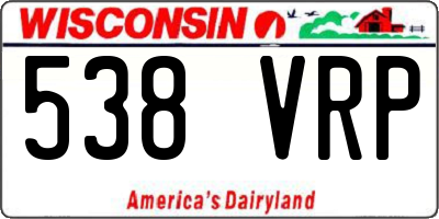 WI license plate 538VRP