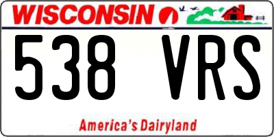 WI license plate 538VRS