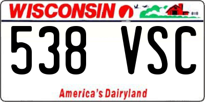 WI license plate 538VSC