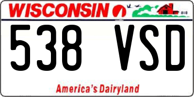 WI license plate 538VSD