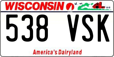 WI license plate 538VSK
