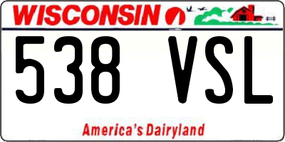 WI license plate 538VSL