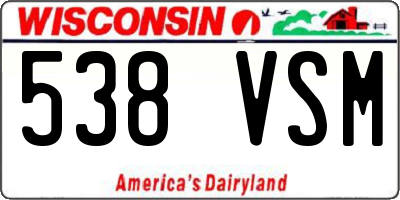 WI license plate 538VSM