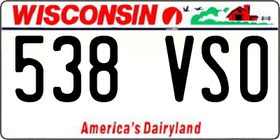 WI license plate 538VSO