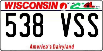 WI license plate 538VSS