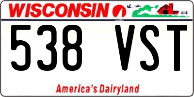 WI license plate 538VST
