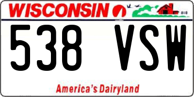WI license plate 538VSW