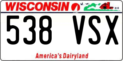 WI license plate 538VSX