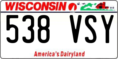WI license plate 538VSY