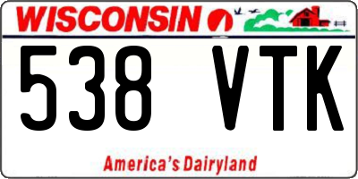 WI license plate 538VTK