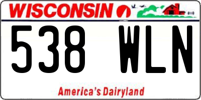 WI license plate 538WLN