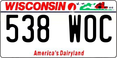 WI license plate 538WOC