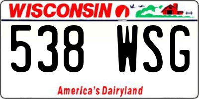 WI license plate 538WSG