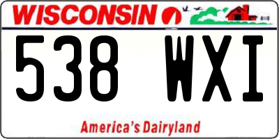 WI license plate 538WXI
