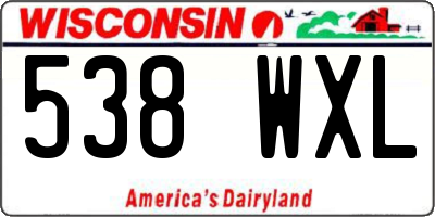 WI license plate 538WXL