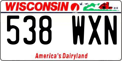 WI license plate 538WXN