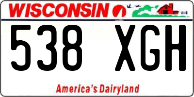 WI license plate 538XGH