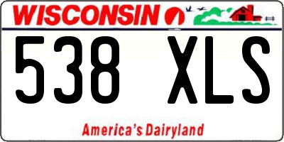 WI license plate 538XLS