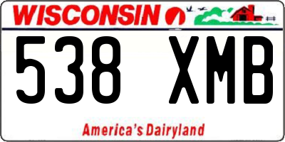 WI license plate 538XMB