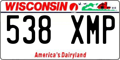 WI license plate 538XMP