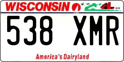 WI license plate 538XMR