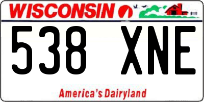 WI license plate 538XNE