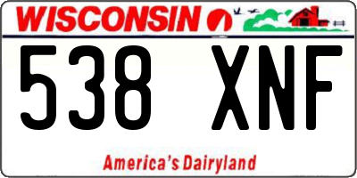 WI license plate 538XNF