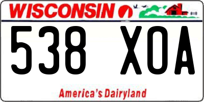 WI license plate 538XOA