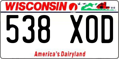 WI license plate 538XOD