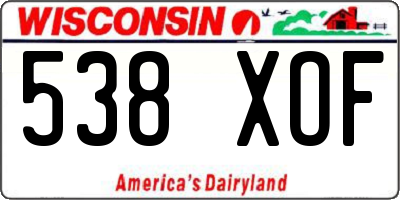 WI license plate 538XOF