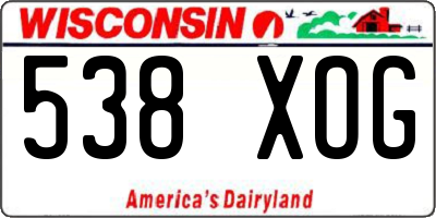 WI license plate 538XOG