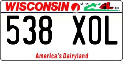 WI license plate 538XOL