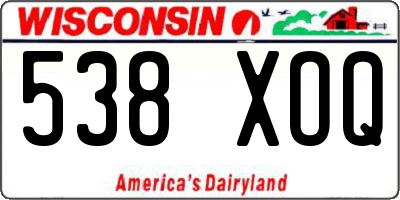 WI license plate 538XOQ