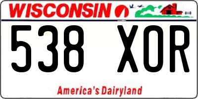 WI license plate 538XOR