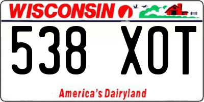 WI license plate 538XOT