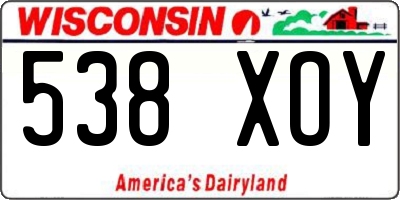 WI license plate 538XOY