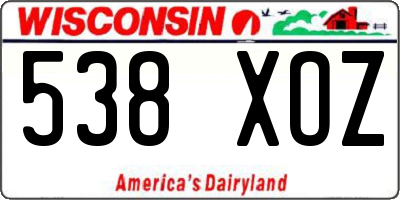 WI license plate 538XOZ