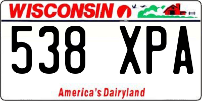WI license plate 538XPA