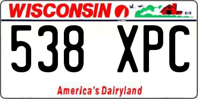 WI license plate 538XPC